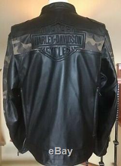 Harley Davidson Men's 2XL Camo & Black Vented Leather Jacket in Great Condition