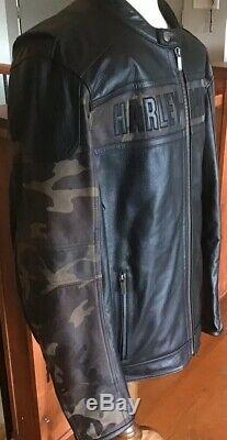 Harley Davidson Men's 2XL Camo & Black Vented Leather Jacket in Great Condition