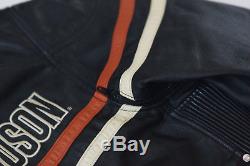 Harley Davidson Men's Amstrong Black Orange Classic Leather Jacket XL 97000-08VM