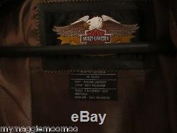 Harley Davidson Men's Billings Distressed Brown Leather Jacket Logo Sz Medium