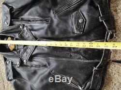 Harley Davidson Men's Black Distressed Leather Vintage Jacket Large