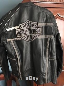 Harley Davidson Men's Black Leather Jacket Size Large Excellent Condition