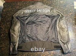 Harley Davidson Men's Black Leather Mesh Motorcycle Riding Jacket Size Large