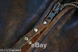 Harley Davidson Men's Brown Distressed Leather Vintage Jacket D-Pocket L Rare