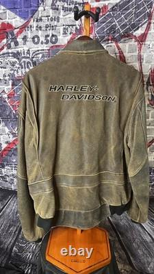 Harley-Davidson Men's Brown Leather Jacket Large L An American Legend Lined