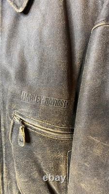 Harley-Davidson Men's Brown Leather Jacket Large L An American Legend Lined