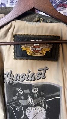 Harley-Davidson Men's Brown Leather Jacket Large L An American Legend Lined