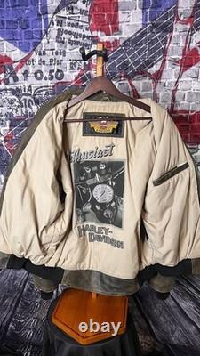 Harley-Davidson Men's Brown Leather Jacket Large L An American Legend Lined
