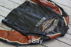 Harley Davidson Men's Classic Cruiser Orange Black Leather Jacket L 98118-08VM