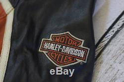 Harley Davidson Men's Classic Cruiser Orange Black Leather Jacket L 98118-08VM