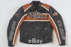 Harley Davidson Men's Classic Cruiser Orange Black Leather Jacket M 98118-08VM
