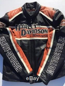 Harley Davidson Men's Classic Cruiser Orange Leather Jacket Large ...