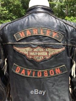 Harley-Davidson Men's DETONATOR Triple Vent Black Leather Jacket 98076-15VM XL