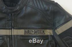 Harley Davidson Men's EVOLUTION Reflective Black Leather Jacket XL 98068-14VM