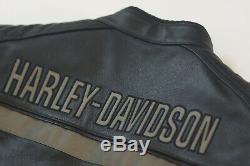 Harley Davidson Men's EVOLUTION Reflective Black Leather Jacket XL 98068-14VM