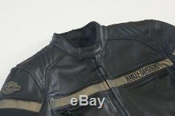 Harley Davidson Men's EVOLUTION Reflective Black Leather Jacket XL 98068-14VM
