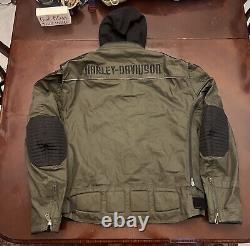 Harley Davidson Men's Green Padded Military Motorcycle Jacket Cotton Canvas XL