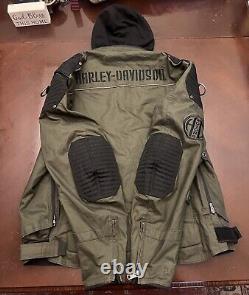 Harley Davidson Men's Green Padded Military Motorcycle Jacket Cotton Canvas XL