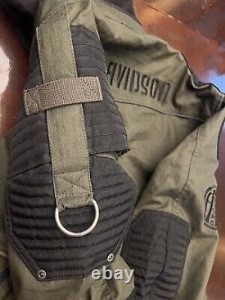 Harley Davidson Men's Green Padded Military Motorcycle Jacket Cotton Canvas XL