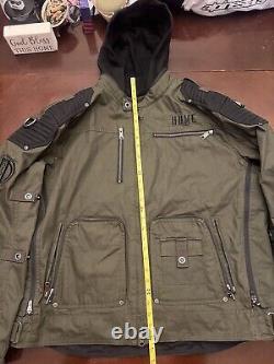 Harley Davidson Men's Green Padded Military Motorcycle Jacket Cotton Canvas XL