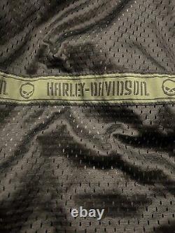 Harley Davidson Men's Green Padded Military Motorcycle Jacket Cotton Canvas XL