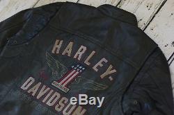 Harley Davidson Men's LONGWAY Wings 1 Vintage Black Leather Jacket L 98089-15VM