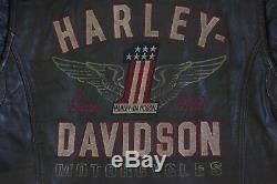 Harley Davidson Men's LONGWAY Wings 1 Vintage Black Leather Jacket L 98089-15VM