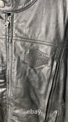 Harley-Davidson Men's L Black Leather Jacket Lightweight Cowhide Cafe Racer