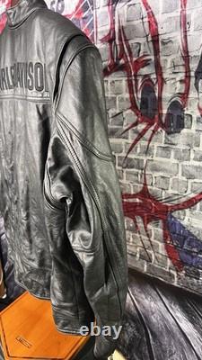 Harley-Davidson Men's L Black Leather Jacket Lightweight Cowhide Cafe Racer