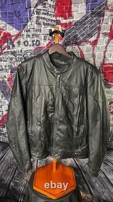 Harley-Davidson Men's L Black Leather Jacket Lightweight Cowhide Cafe Racer