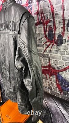 Harley-Davidson Men's L Black Leather Jacket Lightweight Cowhide Cafe Racer