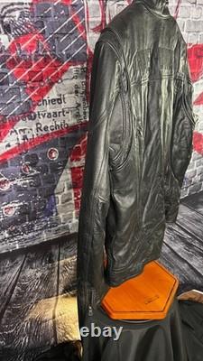 Harley-Davidson Men's L Black Leather Jacket Lightweight Cowhide Cafe Racer