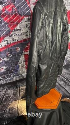 Harley-Davidson Men's L Black Leather Jacket Lightweight Cowhide Cafe Racer