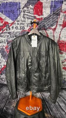 Harley-Davidson Men's L Black Leather Jacket Lightweight Cowhide Cafe Racer