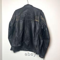 Harley Davidson Men's L Leather Motorcycle Jacket Camo Sleeves Riding Gear L