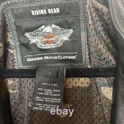 Harley Davidson Men's L Leather Motorcycle Jacket Camo Sleeves Riding Gear L
