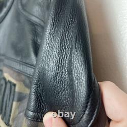 Harley Davidson Men's L Leather Motorcycle Jacket Camo Sleeves Riding Gear L