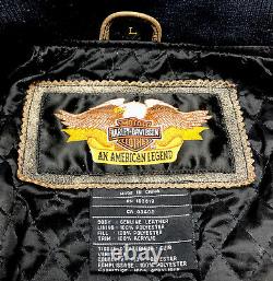 Harley Davidson Men's (L. Measures XL) Leather Bomber Embroidered Jacket, Patina