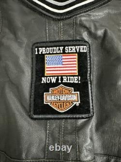 Harley Davidson Men's Leather Motorcycle Biker Jacket Desert Storm Vet Patch XL