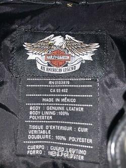 Harley Davidson Men's Leather Shirt Jacket Black Bar Shield Snap Button size S