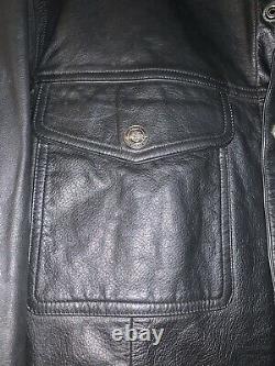 Harley Davidson Men's Leather Shirt Jacket Black Bar Shield Snap Button size S