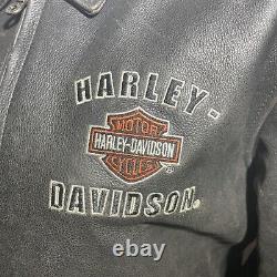 Harley Davidson Men's Legendary Eagle Vintage Black Leather Jacket Size Large