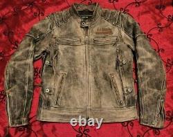 Harley Davidson Men's MAGNUM Distressed Leather Jacket 97016-15VM Triple Vent Lg