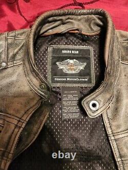Harley Davidson Men's MAGNUM Distressed Leather Jacket 97016-15VM Triple Vent Lg