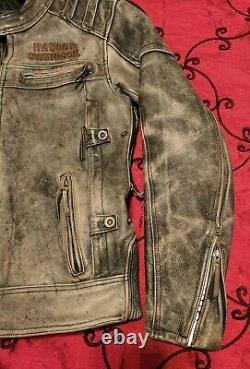 Harley Davidson Men's MAGNUM Distressed Leather Jacket 97016-15VM Triple Vent Lg