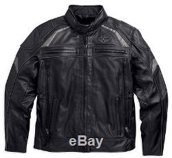 Harley Davidson Men's MEDALLION Reflective Black Leather Jacket XL 98077-15VM