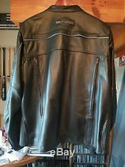 Harley Davidson Men's Milestone Reflective Black Leather Jacket 2X MINT