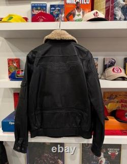 Harley-Davidson Men's Military Style Black Leather Bomber Jacket Sz M