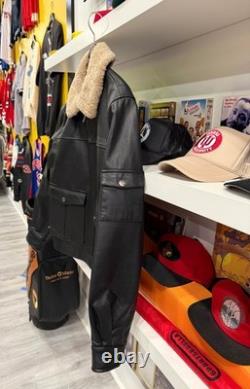 Harley-Davidson Men's Military Style Black Leather Bomber Jacket Sz M