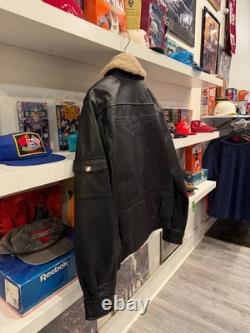 Harley-Davidson Men's Military Style Black Leather Bomber Jacket Sz M